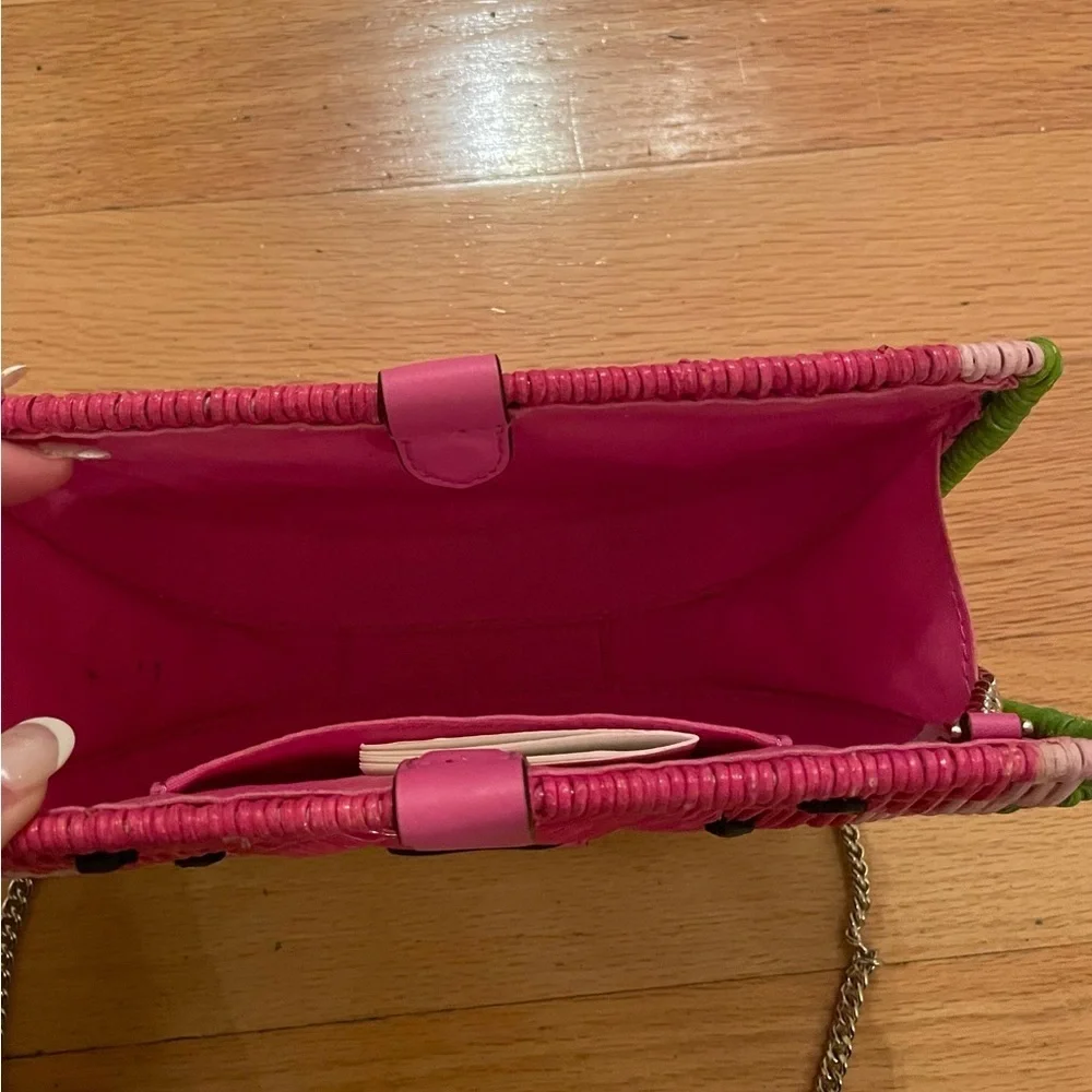 Rare Kate Spade Woven Pink and Green Watermelon Bag